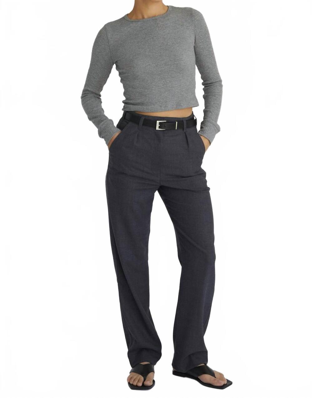 NEW ALMINA CONCEPT women's cropped fitted long sleeve top in grey